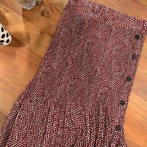 Topshop patterned pleated midi skirt